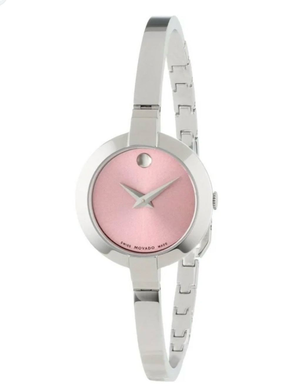 Movado Women's Pink Dial Silver Bangle Watch